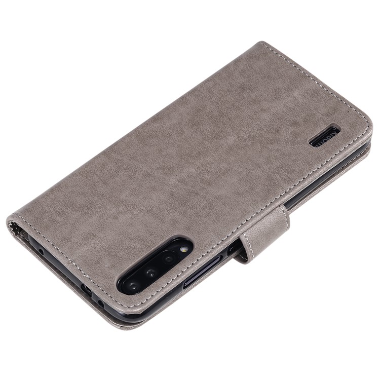 Imprint Sakura Cat Leather Stand Case with Card Slots for Xiaomi Mi CC9e / Mi A3 - Grey-4