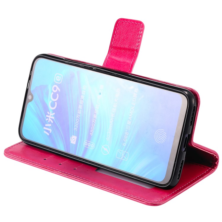 Imprint Sakura Cat Leather Stand Case with Card Slots for Xiaomi Mi CC9e / Mi A3 - Rose-5