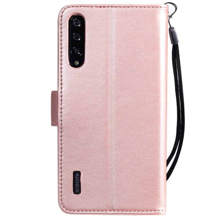 Imprint Sakura Cat Leather Stand Case with Card Slots for Xiaomi Mi CC9e / Mi A3 - Rose Gold-2