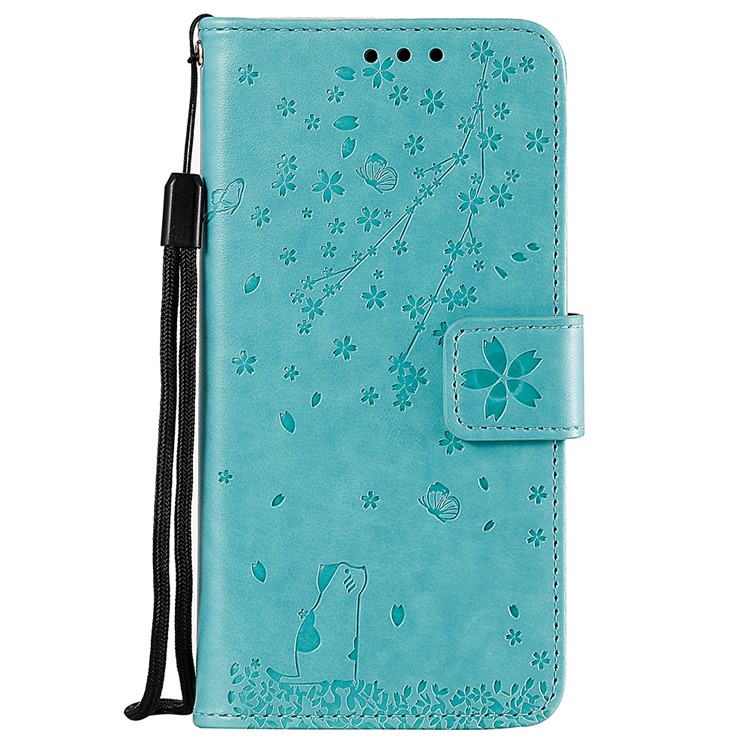 Imprint Flower and Cat Wallet Phone Flip Leather Shell for Xiaomi Redmi K20/Mi 9T/K20 Pro/Mi 9T Pro - Green-1