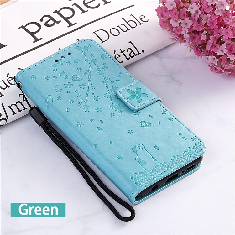 Imprint Flower and Cat Wallet Phone Flip Leather Shell for Xiaomi Redmi K20/Mi 9T/K20 Pro/Mi 9T Pro - Green-7