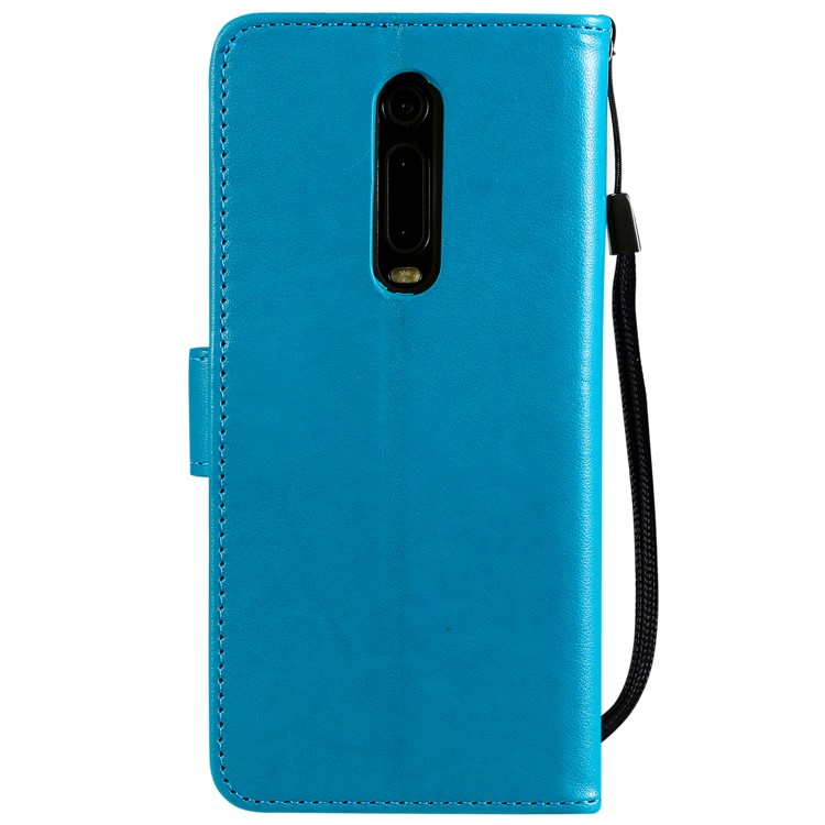 Imprint Flower and Cat Wallet Phone Flip Leather Shell for Xiaomi Redmi K20/Mi 9T/K20 Pro/Mi 9T Pro - Blue-2
