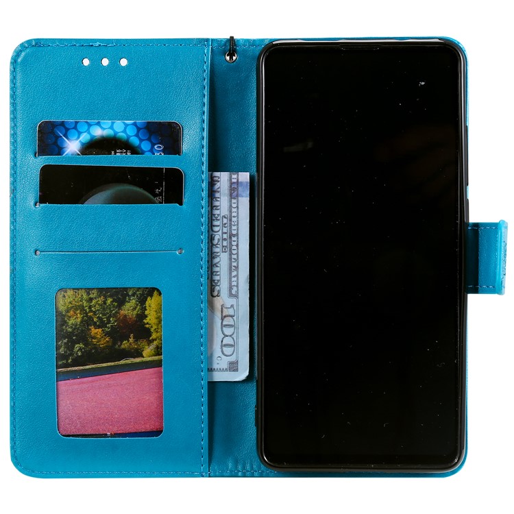 Imprint Flower and Cat Wallet Phone Flip Leather Shell for Xiaomi Redmi K20/Mi 9T/K20 Pro/Mi 9T Pro - Blue-3