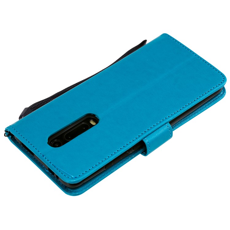Imprint Flower and Cat Wallet Phone Flip Leather Shell for Xiaomi Redmi K20/Mi 9T/K20 Pro/Mi 9T Pro - Blue-4