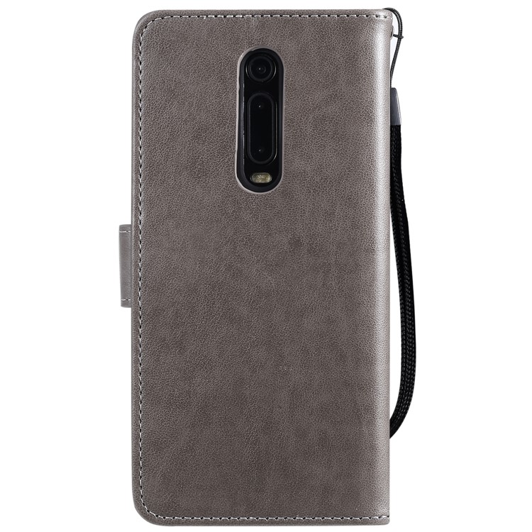 Imprint Flower and Cat Wallet Phone Flip Leather Shell for Xiaomi Redmi K20/Mi 9T/K20 Pro/Mi 9T Pro - Grey-2