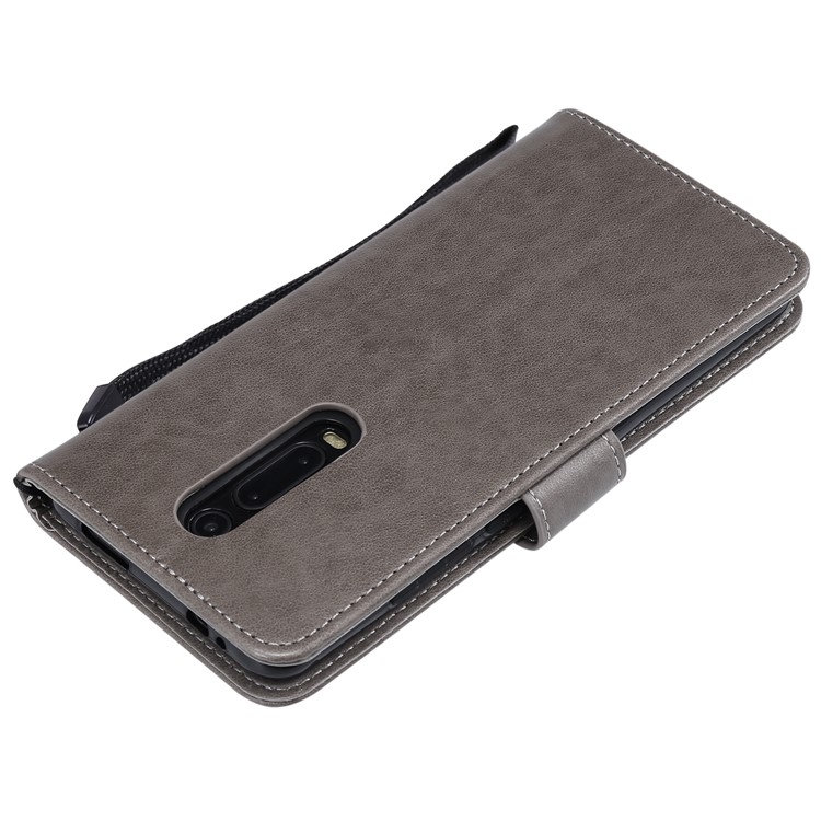 Imprint Flower and Cat Wallet Phone Flip Leather Shell for Xiaomi Redmi K20/Mi 9T/K20 Pro/Mi 9T Pro - Grey-4