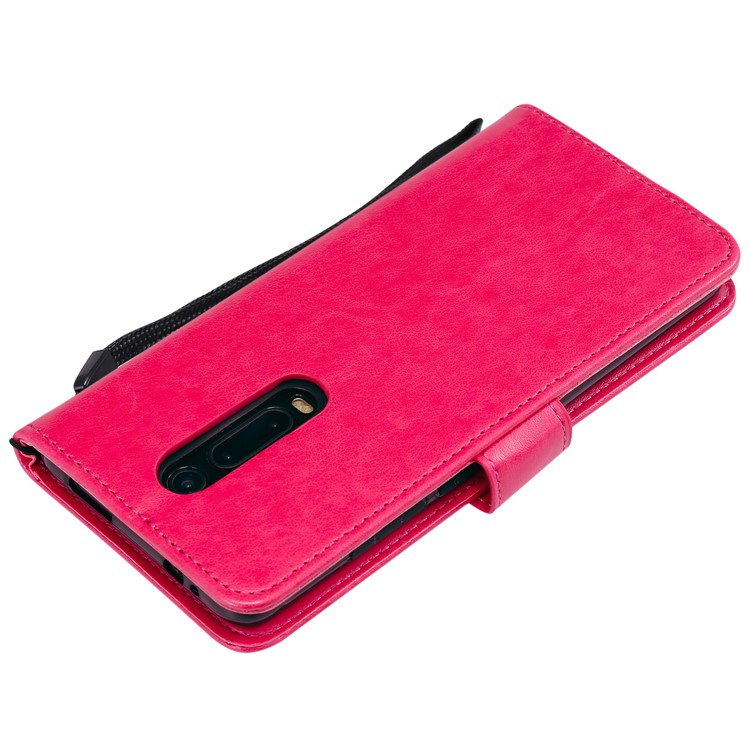 Imprint Flower and Cat Wallet Phone Flip Leather Shell for Xiaomi Redmi K20/Mi 9T/K20 Pro/Mi 9T Pro - Rose-4