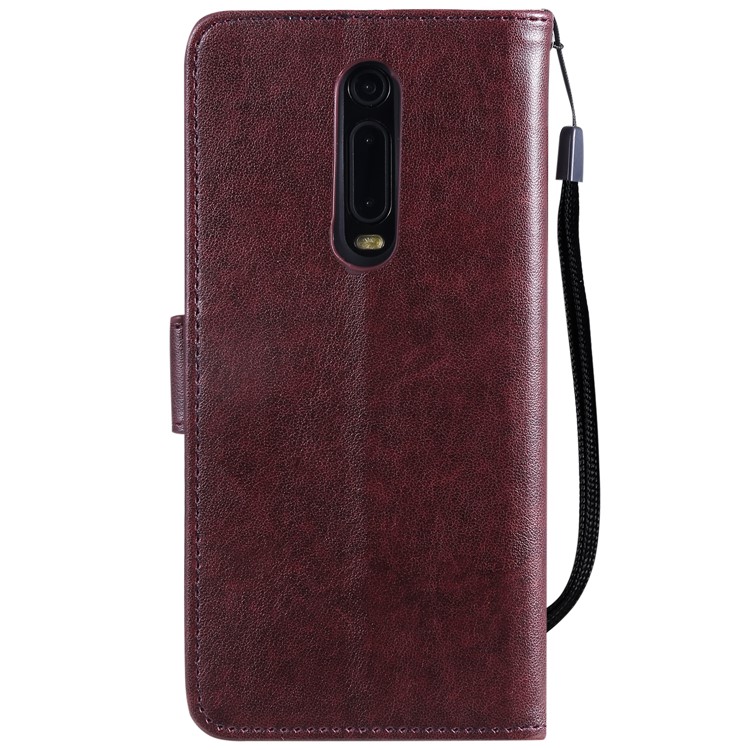 Imprint Flower and Cat Wallet Phone Flip Leather Shell for Xiaomi Redmi K20/Mi 9T/K20 Pro/Mi 9T Pro - Brown-2
