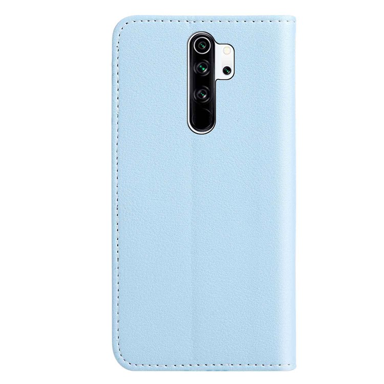 Leaf Pattern Leather Wallet Case for Xiaomi Redmi Note 8 Pro - Blue-3