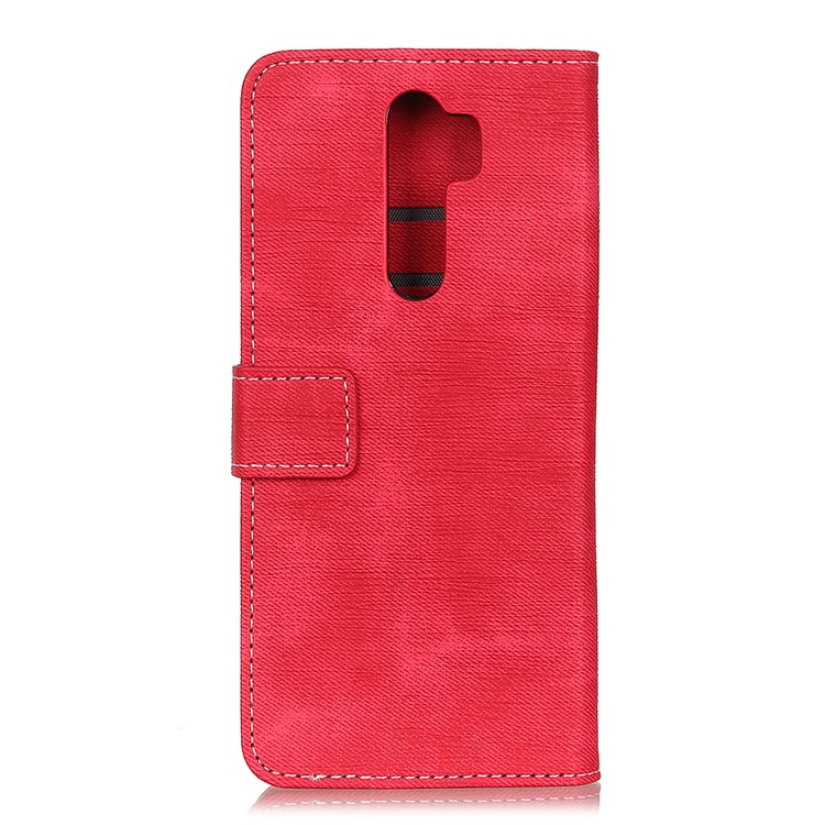 Jeans Cloth Leather Shell for Xiaomi Redmi Note 8 Pro - Red-10