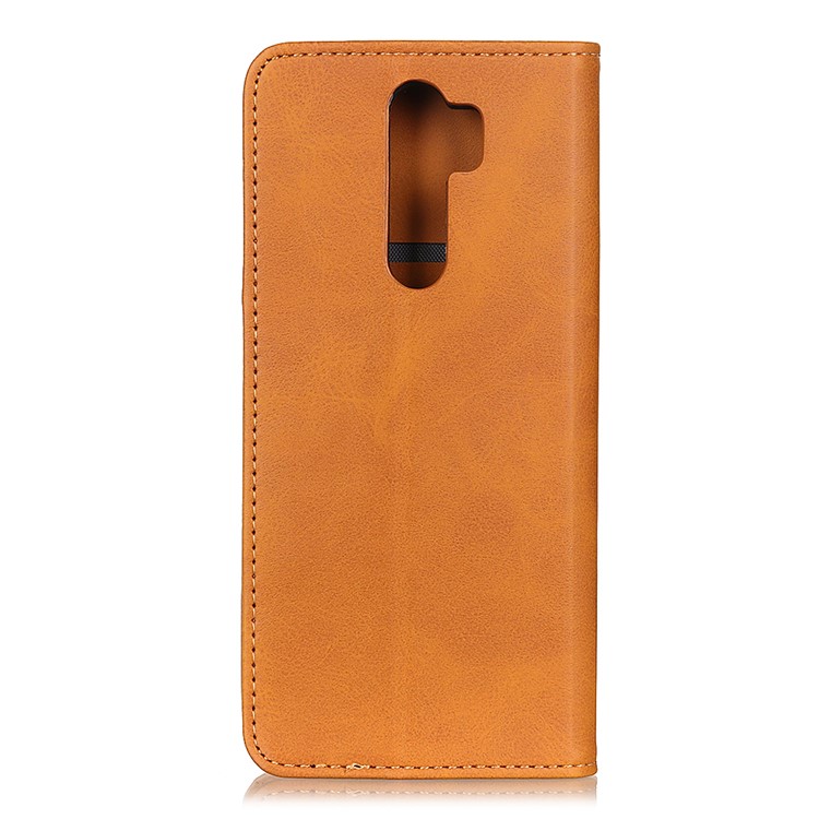 Auto-absorbed Split Leather Wallet Casing Cover for Xiaomi Redmi Note 8 Pro - Brown-7