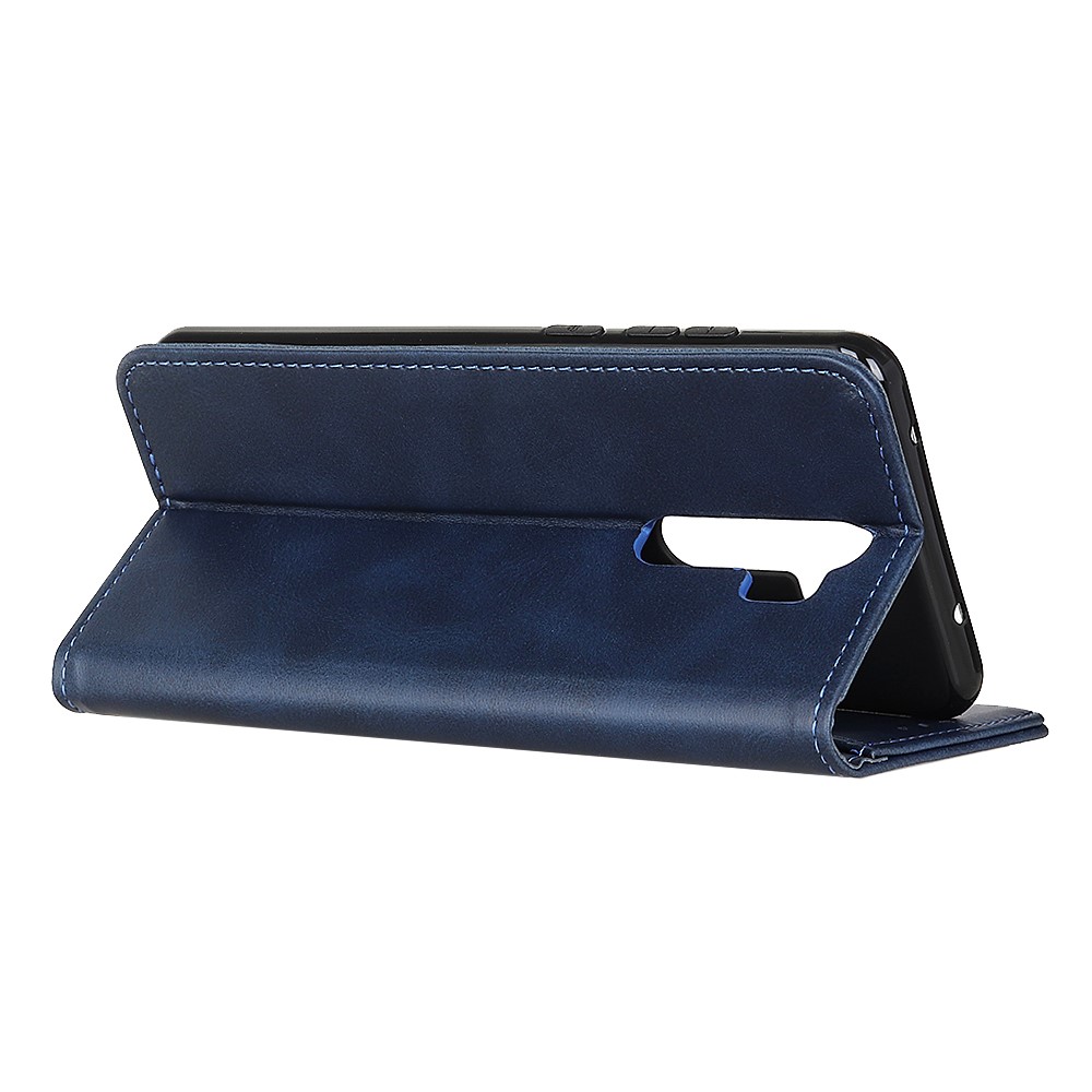 Auto-absorbed Split Leather Wallet Casing Cover for Xiaomi Redmi Note 8 Pro - Dark Blue-8