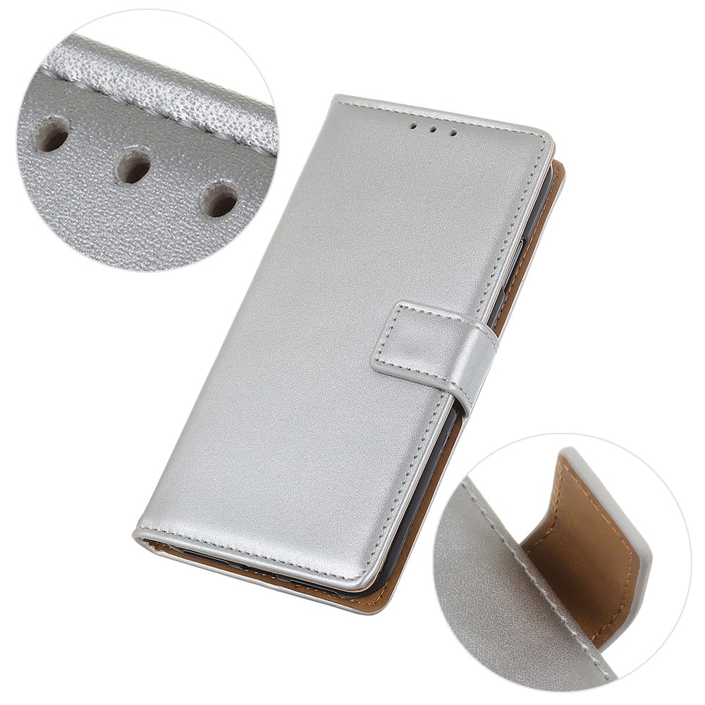 Étui à Coque en Cuir de Portefeuille Pour Xiaomi Redmi Note 8 Pro - Argent-3