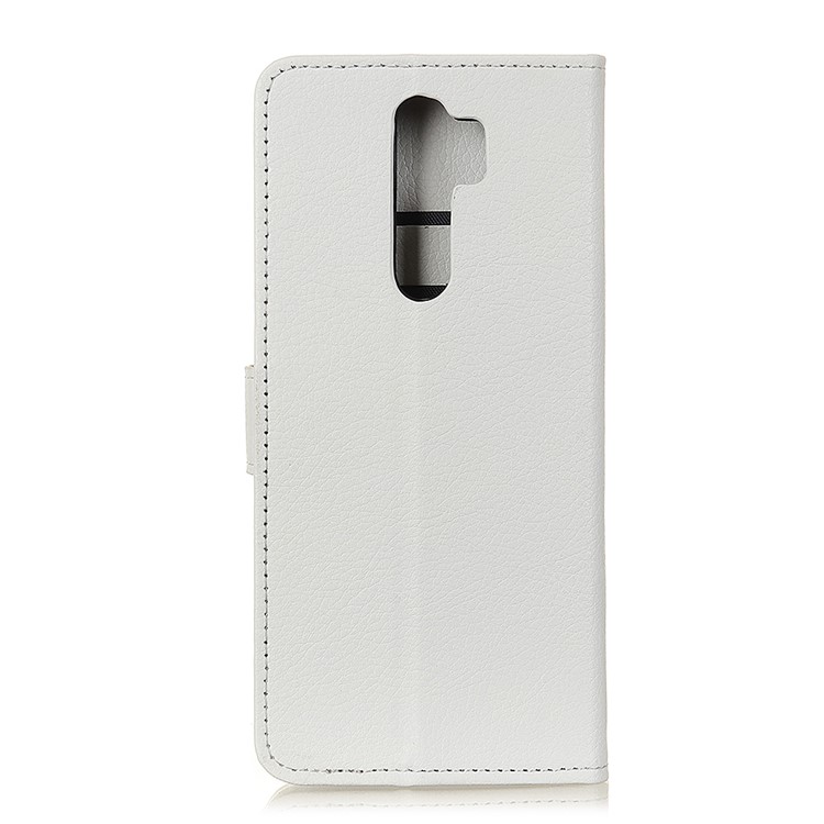 Litchi Skin Wallet Leather Stand Case Shell for Xiaomi Redmi Note 8 Pro - White-10