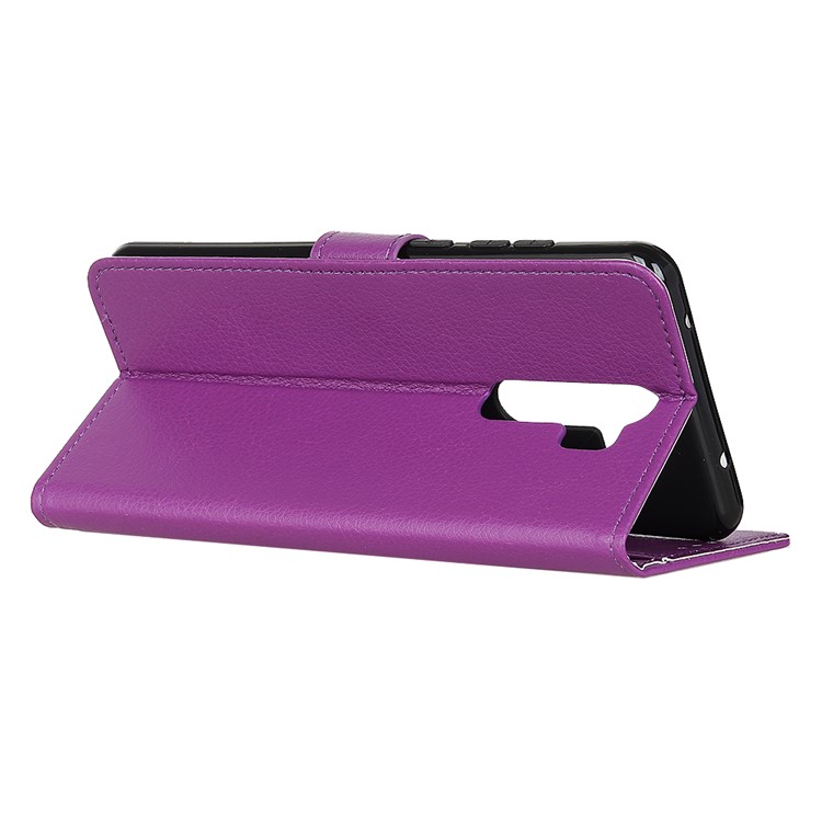 Litchi Skin Wallet Leather Stand Case Shell for Xiaomi Redmi Note 8 Pro - Purple-11