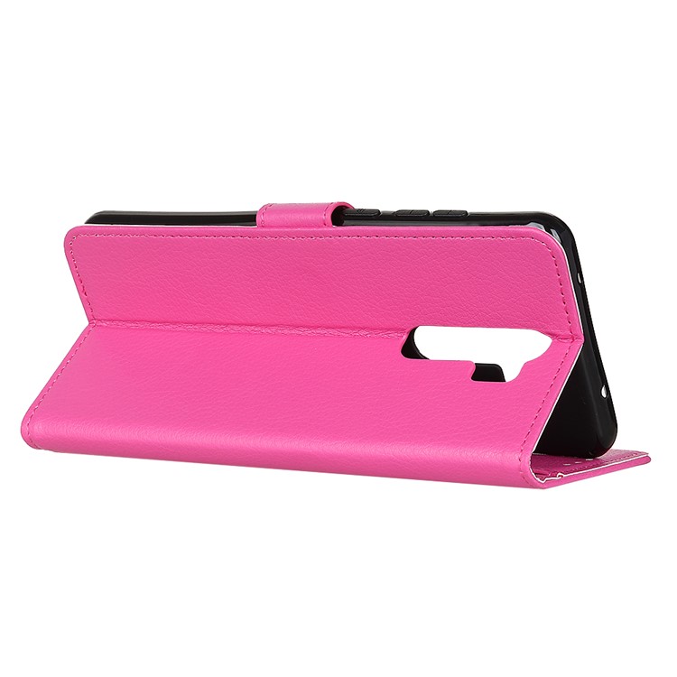 Litchi Skin Wallet Leather Stand Case Shell for Xiaomi Redmi Note 8 Pro - Rose-11