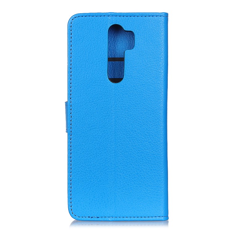 Litchi Skin Wallet Leather Stand Case Shell for Xiaomi Redmi Note 8 Pro - Blue-10