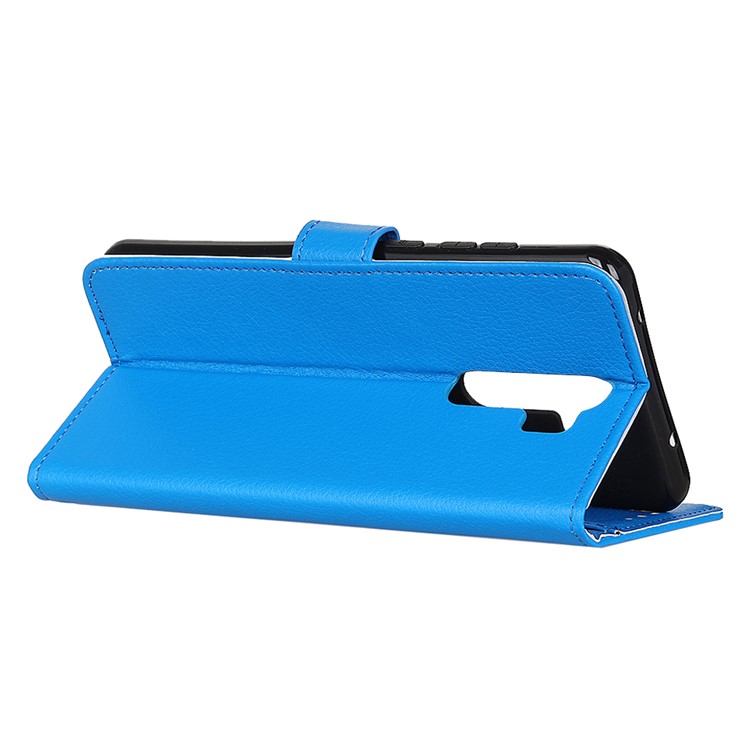 Litchi Skin Wallet Leather Stand Case Shell for Xiaomi Redmi Note 8 Pro - Blue-11