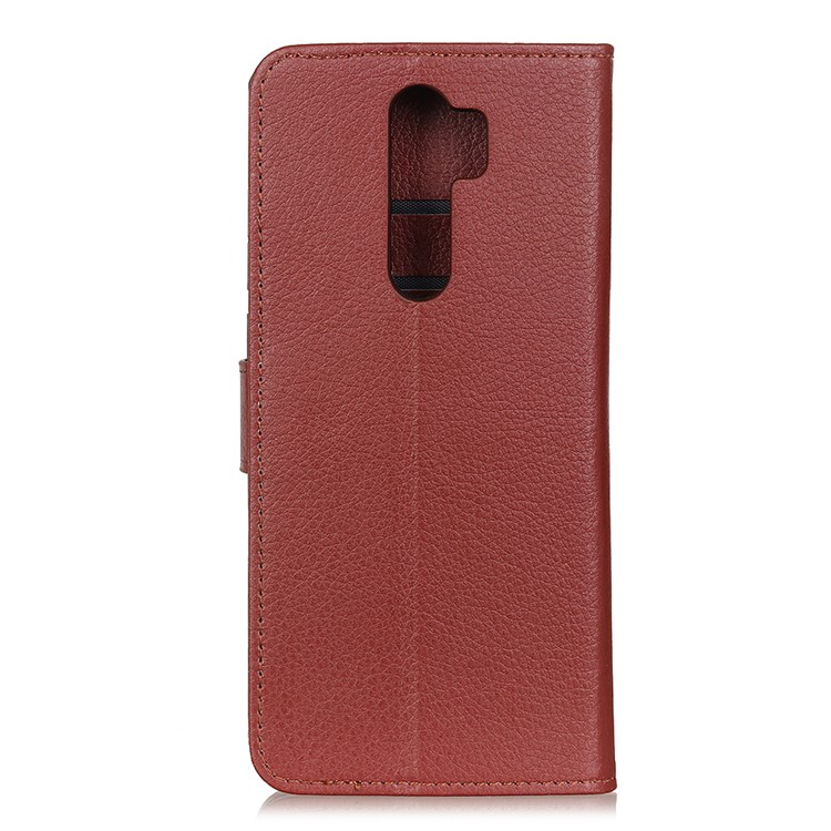 Litchi Skin Wallet Leather Stand Case Shell for Xiaomi Redmi Note 8 Pro - Brown-10