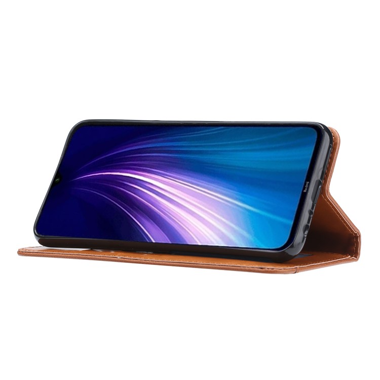 Auto-absorbed Leather Wallet Case Cover for Xiaomi Redmi Note 8 - Brown-4