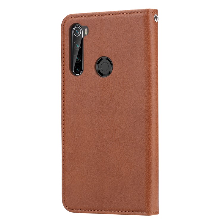 Auto-absorbed Leather Wallet Case Cover for Xiaomi Redmi Note 8 - Brown-7