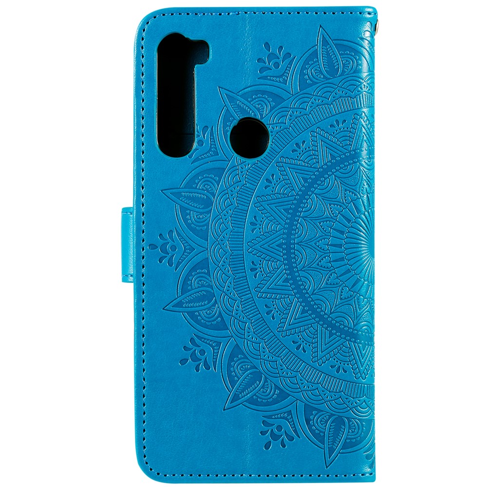 Capa de Carteira de Couro de Flor de Flor Para Xiaomi Redmi Nota 8 - Azul-3