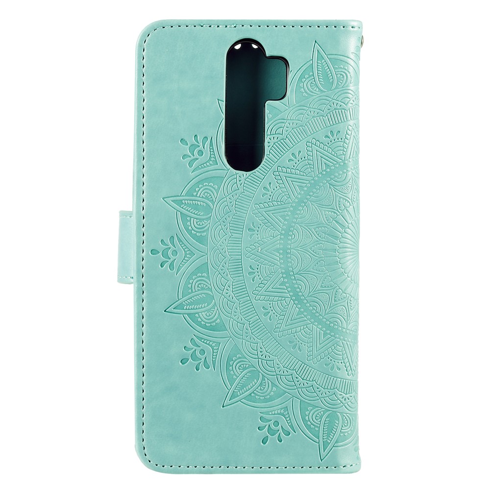 Empreinte de Portefeuille de Portefeuille en Cuir de Fleur Pour Xiaomi Redmi Note 8 Pro - Cyan