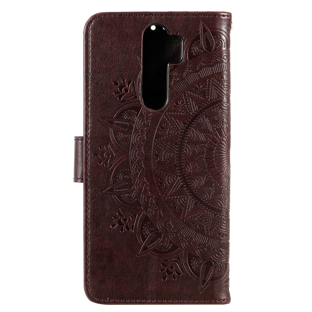 Impressão da Carteira de Couro de Flor Flor Case Para Xiaomi Redmi Note 8 Pro - Castanho