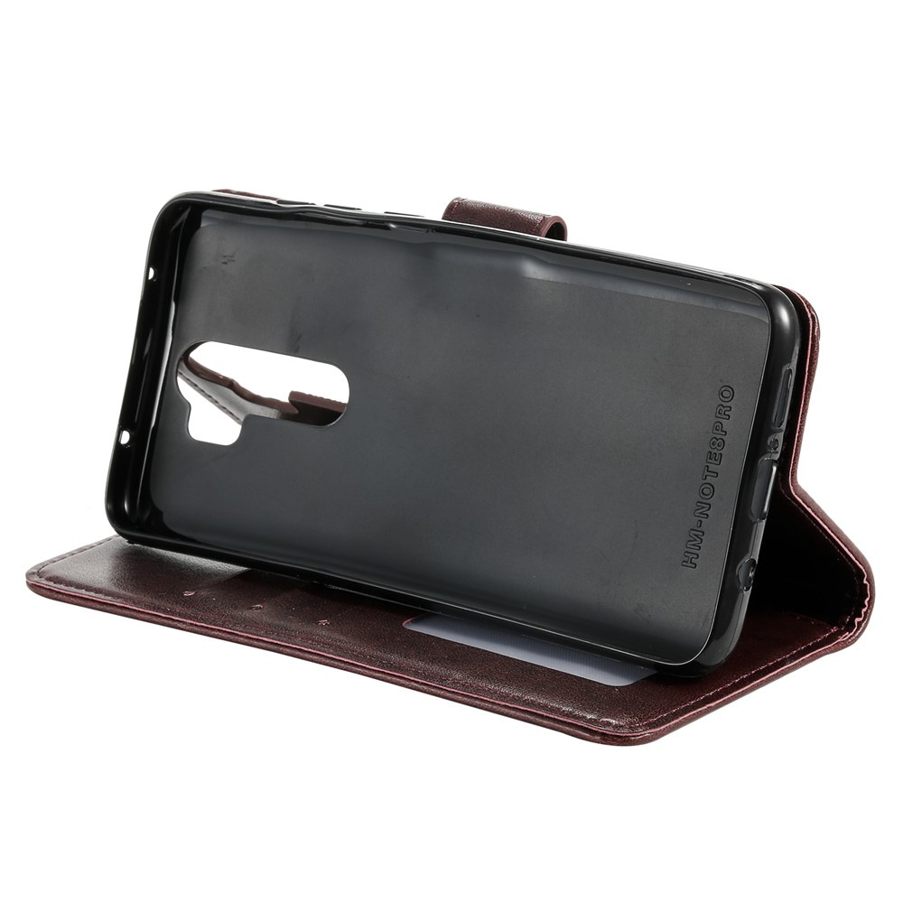 Imprint Flower Leather Wallet Phone Casing for Xiaomi Redmi Note 8 Pro - Brown-6