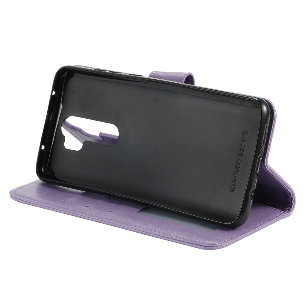Imprint Flower Leather Wallet Phone Casing for Xiaomi Redmi Note 8 Pro - Purple-6