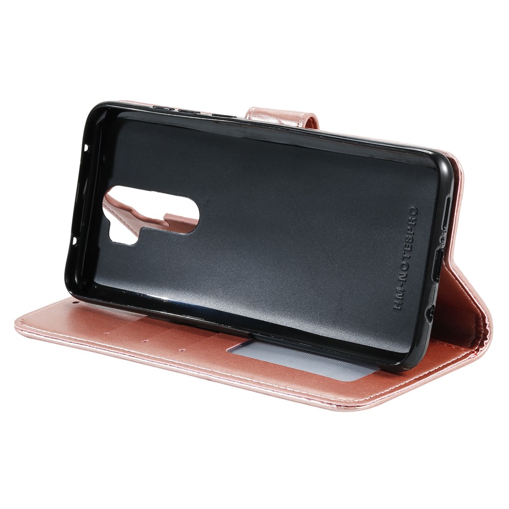 Imprint Flower Leather Wallet Phone Casing for Xiaomi Redmi Note 8 Pro - Rose Gold-6