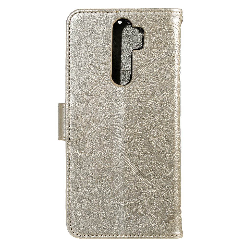 Imprint Flower Leather Wallet Phone Casing for Xiaomi Redmi Note 8 Pro - Gold-3