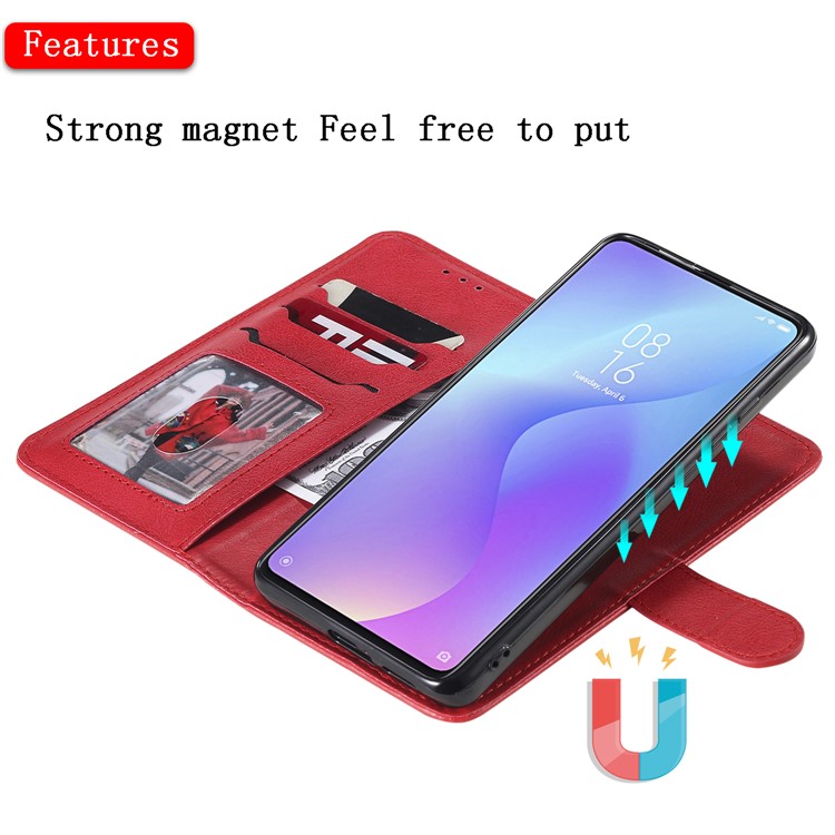 Магнитный Съемный Кожаный Корпус 2-в-1 Для Xiaomi Redmi K20 / MI 9T. / K20 Pro. / Mi 9t Pro. - Красный-5
