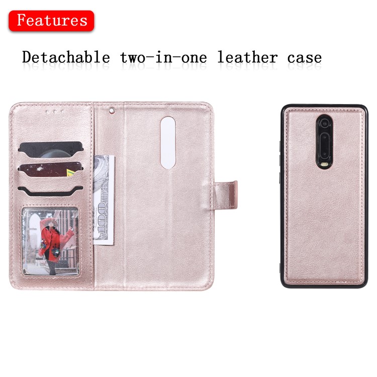 Magnetic Detachable 2-in-1 Leather Casing for Xiaomi Redmi K20 / Mi 9T / K20 Pro / Mi 9T Pro - Rose Gold-4