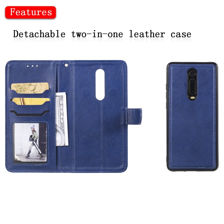 Revestimento De Couro Magnético Destacável 2-em-1 Para Xiaomi Redmi K20 / Mi T9 / K20 Pro / Mi T9 Pro - Azul-4