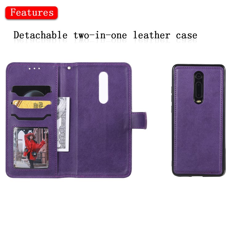 Magnetic Detachable 2-in-1 Leather Casing for Xiaomi Redmi K20 / Mi 9T / K20 Pro / Mi 9T Pro - Purple-4