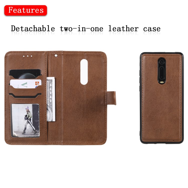 Magnetic Detachable 2-in-1 Leather Casing for Xiaomi Redmi K20 / Mi 9T / K20 Pro / Mi 9T Pro - Brown-4