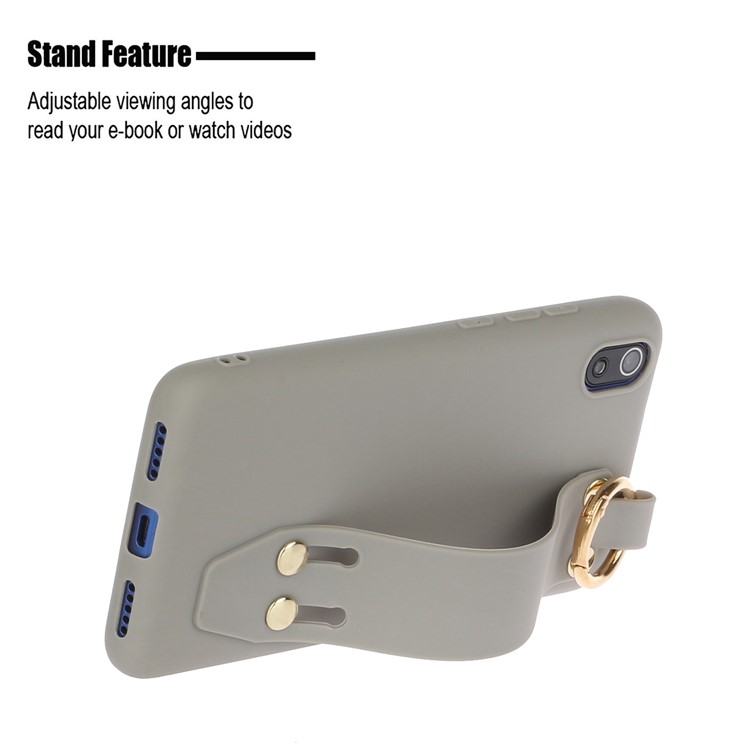 Matte Hand Strap Stand TPU Shell Casing for Xiaomi Redmi 7A - Grey-2