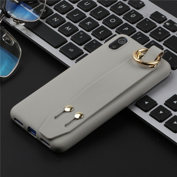 Matte Hand Strap Stand TPU Shell Casing for Xiaomi Redmi 7A - Grey-4