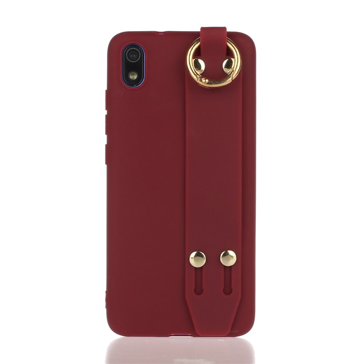 Matte Hand Strap Stand TPU Shell Casing for Xiaomi Redmi 7A - Wine Red-1