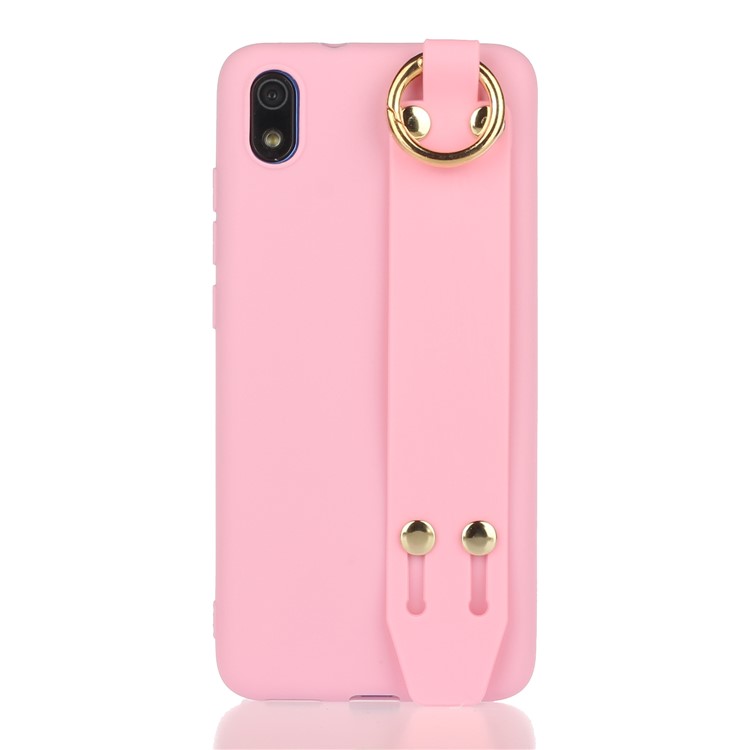 Matte Hand Strap Stand TPU Shell Casing for Xiaomi Redmi 7A - Light Pink-1