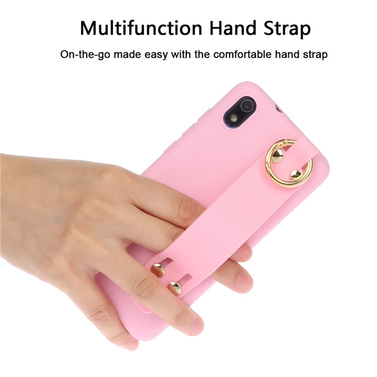 Matte Hand Strap Stand TPU Shell Casing for Xiaomi Redmi 7A - Light Pink-3