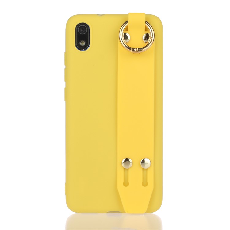 Matte Hand Strap Stand TPU Shell Casing for Xiaomi Redmi 7A - Yellow-1