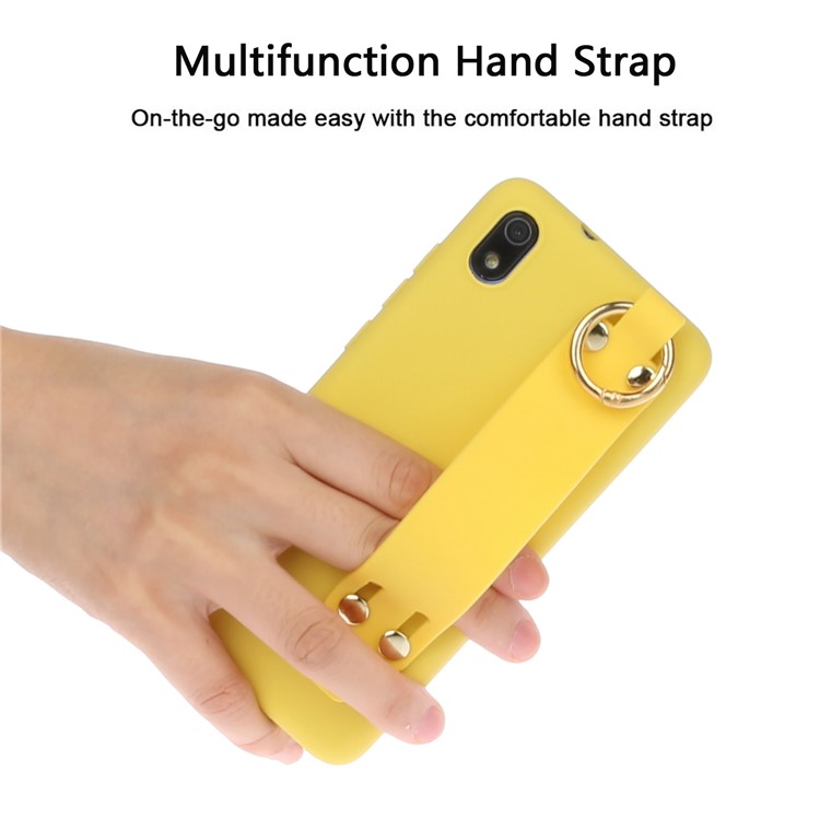 Matte Hand Strap Stand TPU Shell Casing for Xiaomi Redmi 7A - Yellow-3