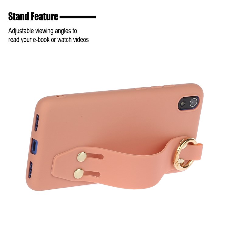 Matte Hand Strap Stand TPU Shell Casing for Xiaomi Redmi 7A - Orange-2