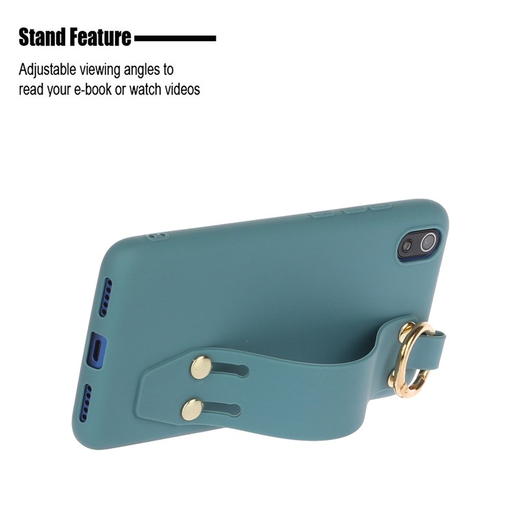 Matte Hand Strap Stand TPU Shell Casing for Xiaomi Redmi 7A - Blue-2