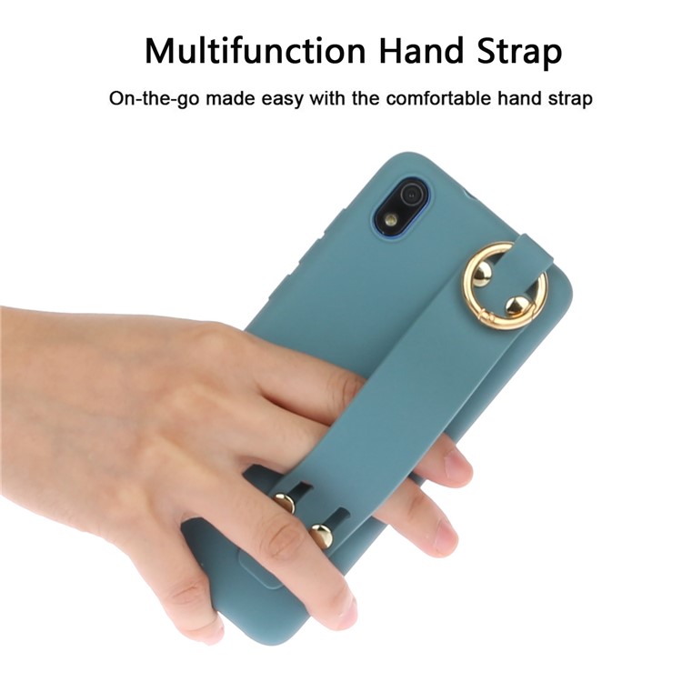 Matte Hand Strap Stand TPU Shell Casing for Xiaomi Redmi 7A - Blue-3