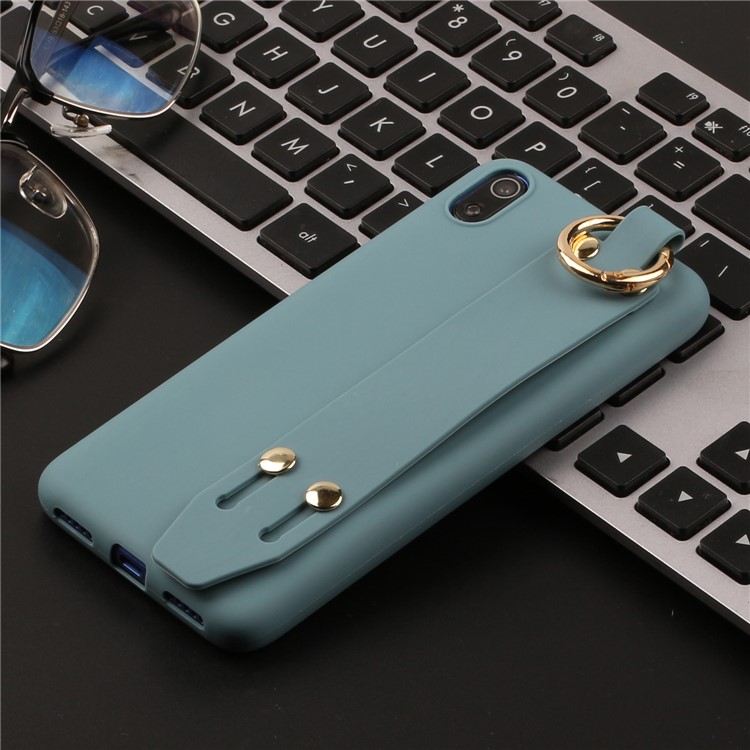 Matte Hand Strap Stand TPU Shell Casing for Xiaomi Redmi 7A - Blue-4