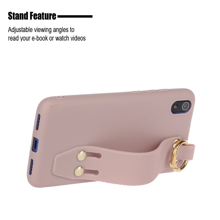 Matte Hand Strap Stand TPU Shell Casing for Xiaomi Redmi 7A - Deep Pink-2
