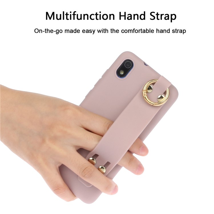 Matte Hand Strap Stand TPU Shell Casing for Xiaomi Redmi 7A - Deep Pink-3